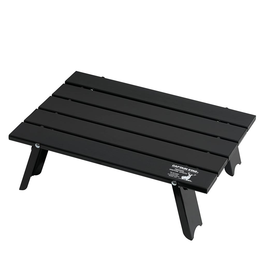 CAPTAIN STAG Outdoor Table Aluminum Roll Table Compact Foldable with Case Matte Black UC-582