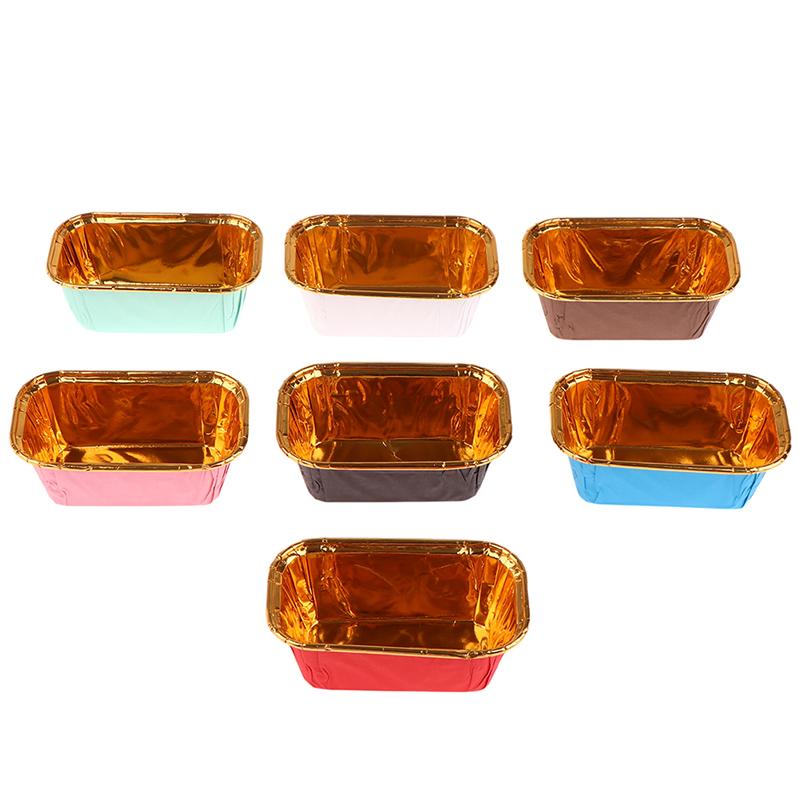 50Pcs Rectangular Aluminum Foil Tin Paper Cup Baking Cup Dessert Box Cake Box