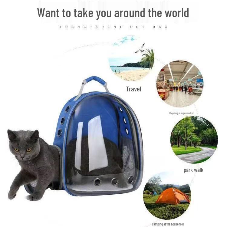 Atmungsaktiver Transparenter Katzen- & Hundetransportrucksack - Handgehaltenes Weltraumkapsel-Design