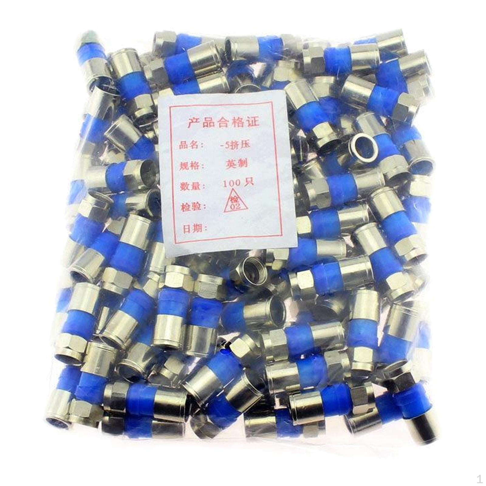 

100x Extruded F Head British TV Cable Connector Parts Hardware Heavy Duty Sturdy 24 Shielded