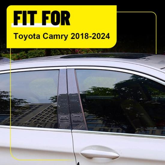 8Pcs Pillar Window Posts Door Trim Cover Black For Toyota Camry 2018-2024