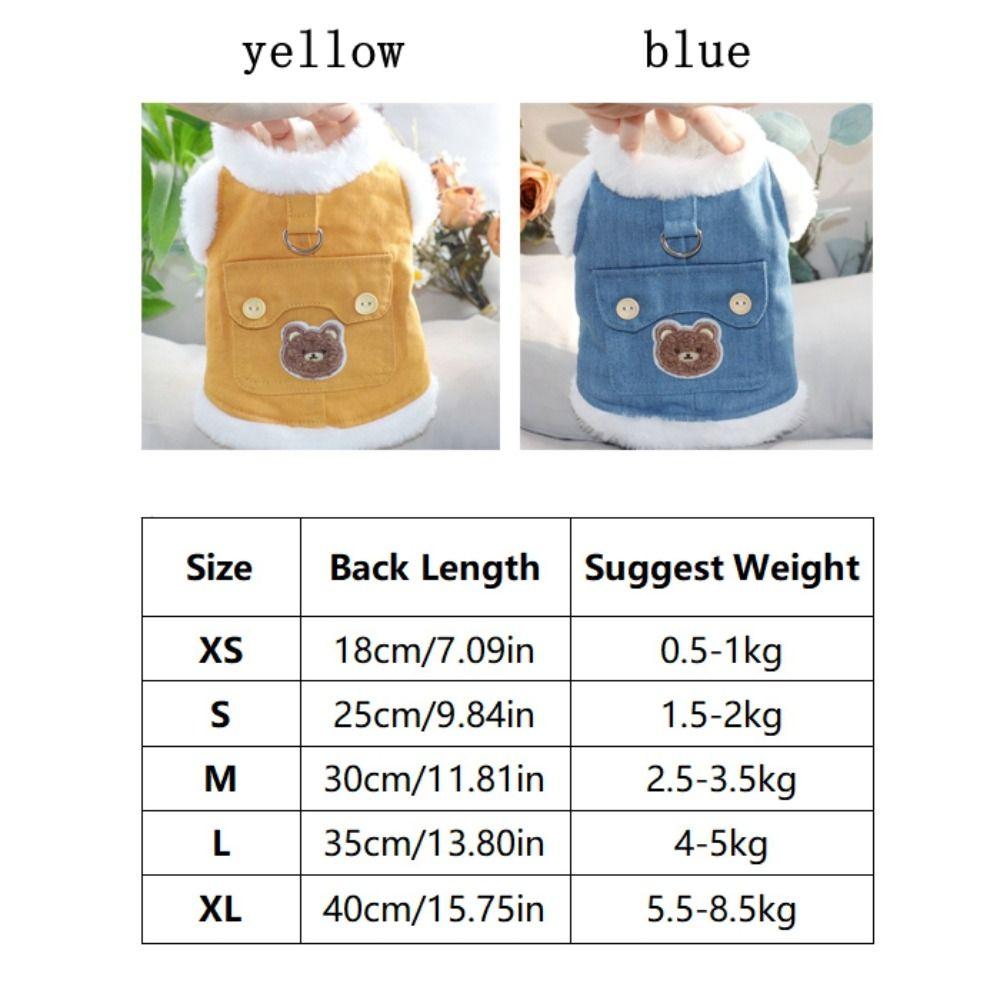 Fournitures pour animaux de compagnie Ours Doux Motif Vêtements pour Chien Confortable Élégant Manteau en Coton pour Animal de Compagnie Peut Tirer Chaud Gilets Chauds pour Animaux Schnauzer