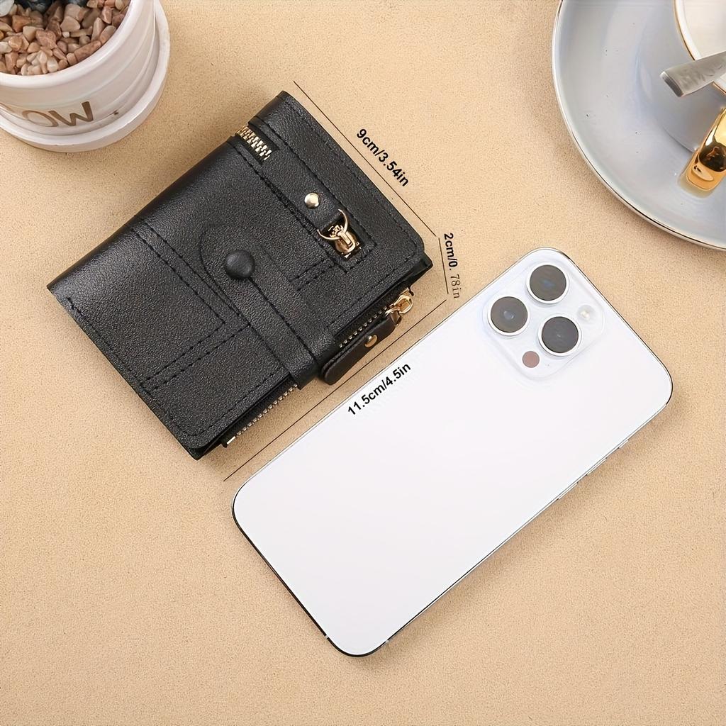 1PC Women Fashion Short Wallet with Multiple Zippers and Buttons Large Capacity for Coins and Change Foldable Mini Purse