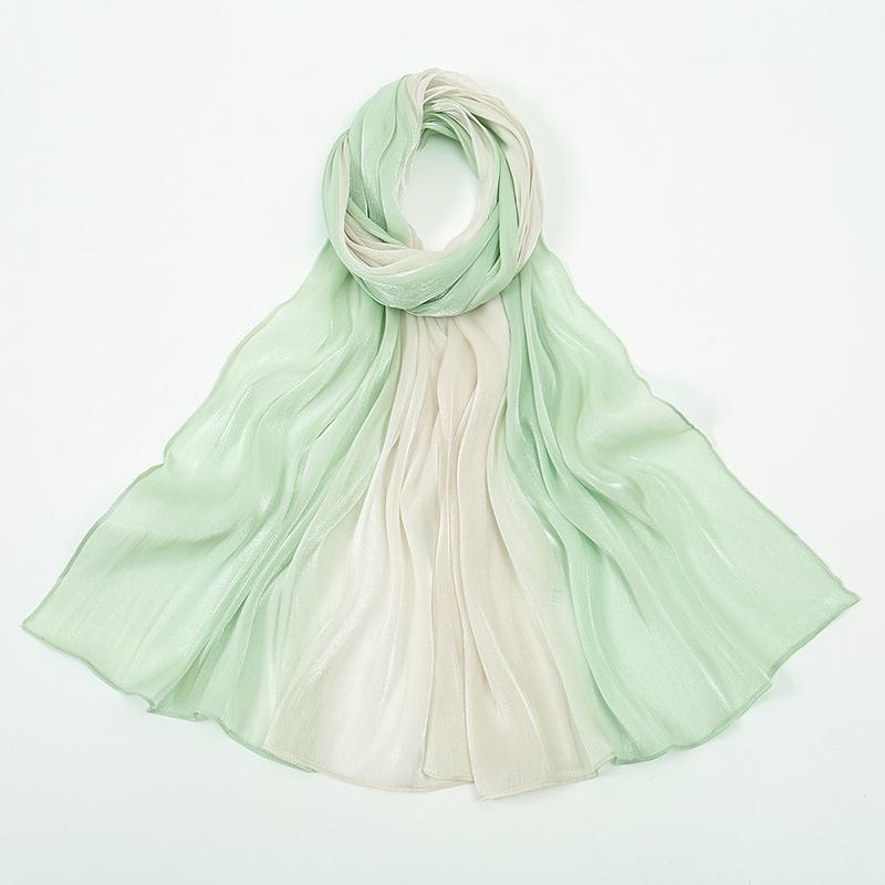 Luxury Satin Silk Hijab Scarf Chiffon Gradient Wrinkled Shawls Women Muslim Hijab Premium Yarn Scarf Islam Turban Ramadan