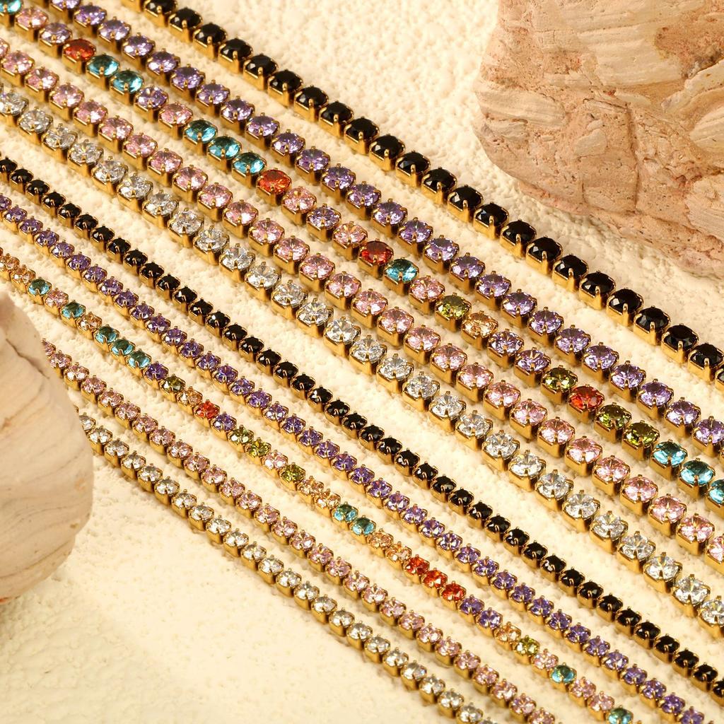 Fashion temperament zircon bracelet elegant light luxury versatile round colored diamond tennis bracelet jewelry women