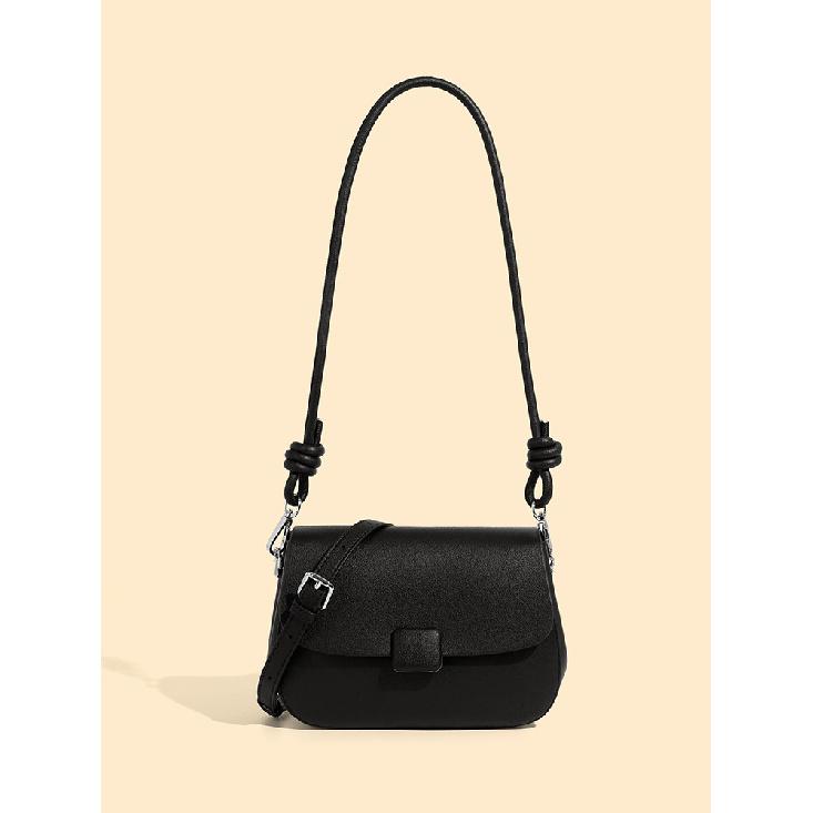 2025 Summer New Fashion Versatile Small Square Bag Vintage Cowhide Shoulder Crossbody Bag Soft Leather Elegant Women s Bag чёрный