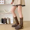 Socks Bow Lolita Spring And Autumn Retro Stockings Ballet Style Maillard Knitted Warm Calves
