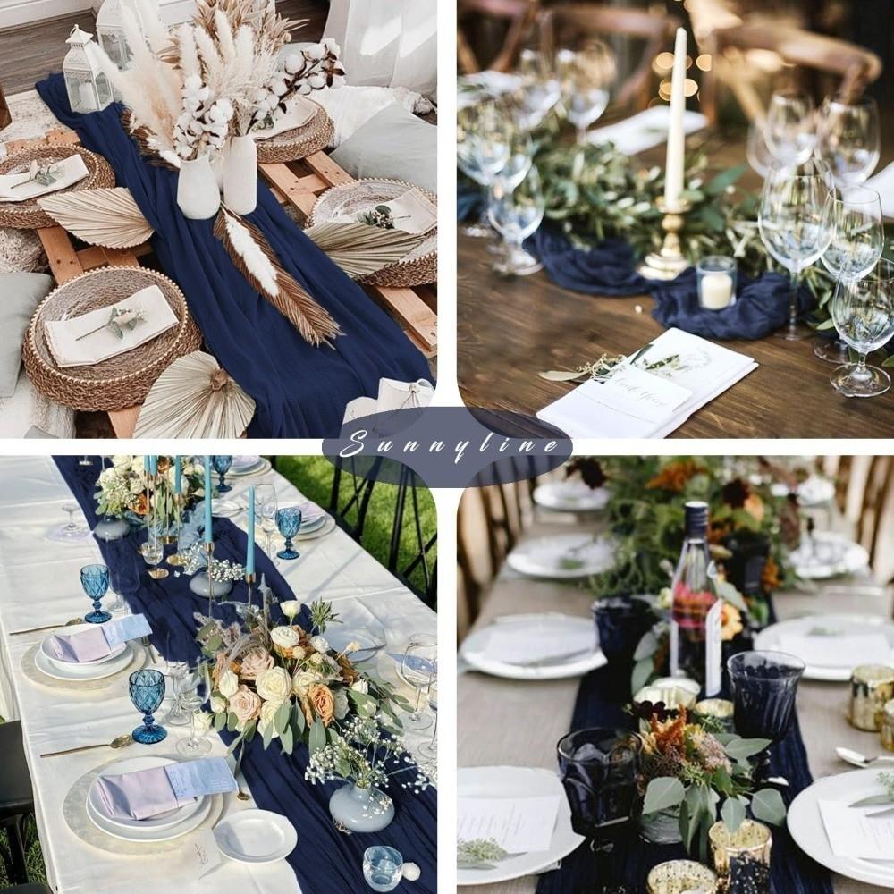 Elegant Pleated Tablecloth Washable Table Cover Table Covering Crepe Table Runners  Wedding Events