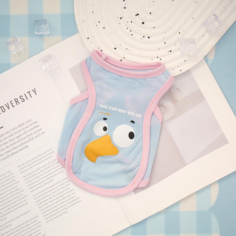 Pet Cat Dog Summer Cartoon Pattern Cool Breathable Cooling Ice Silk Vest Outdoor Tank Top Lightweight Outdoor Cool Clothes