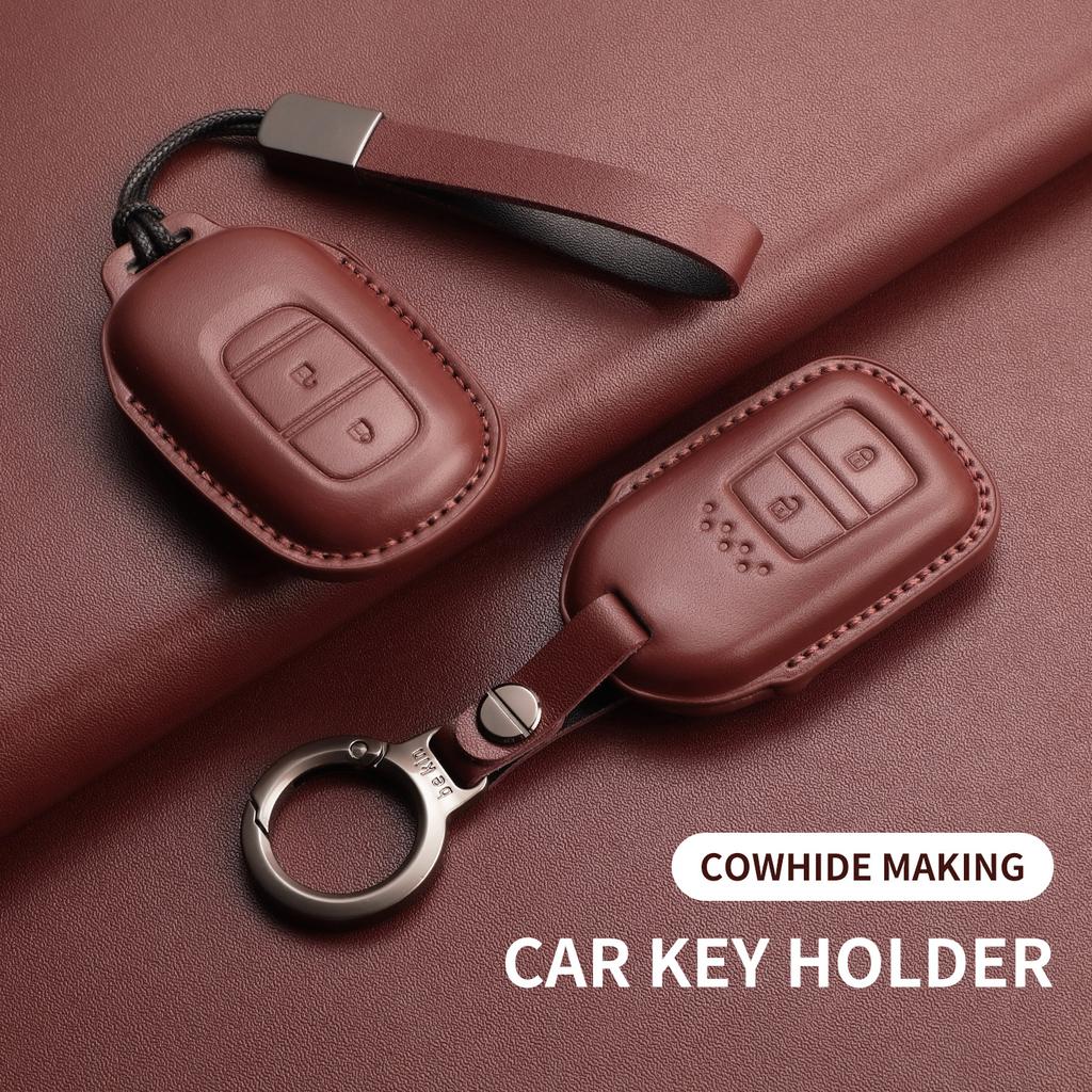 Leather Car Key Case Cover for Honda Odyssey Xrv Civic HR-V Crv Accord Integra Durable Car Key Fob Shell Decorative Accessories