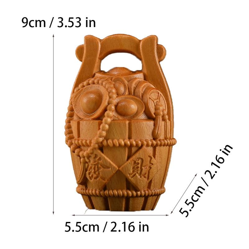 

solid wood carving gather wealth cask Decorative small model Features small sculpture Cute home room car decoration accessories