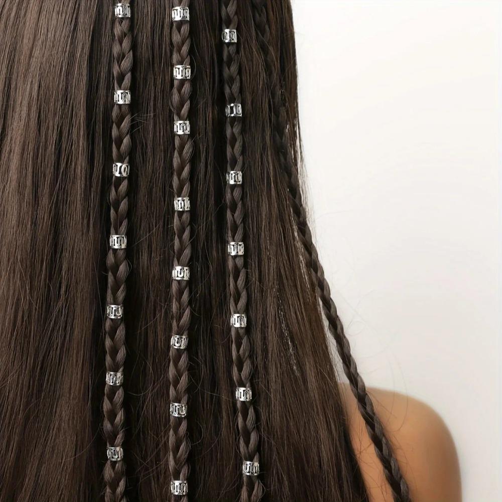 40pcs Metal Cuff Clips Hollow Out Hair Ring Hair Braiding Hair Braid Tubes Dreadlocks Beads Men