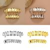 Fashion Hip Hop Teeth Grillz Top Bottom Set 18K Gold Anti Slip Fangs Glossy Teeth Shiny Gold Mouth Tooth Caps Cosplay