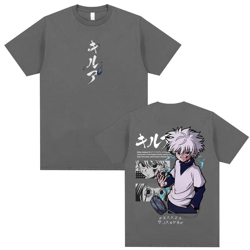 Anime Hunter X Hunter Tshirt Killua Zoldyck Graphic Tshirts Men Women Casual Vintage Cotton Tee Shirt Mens Oversized T Shirts