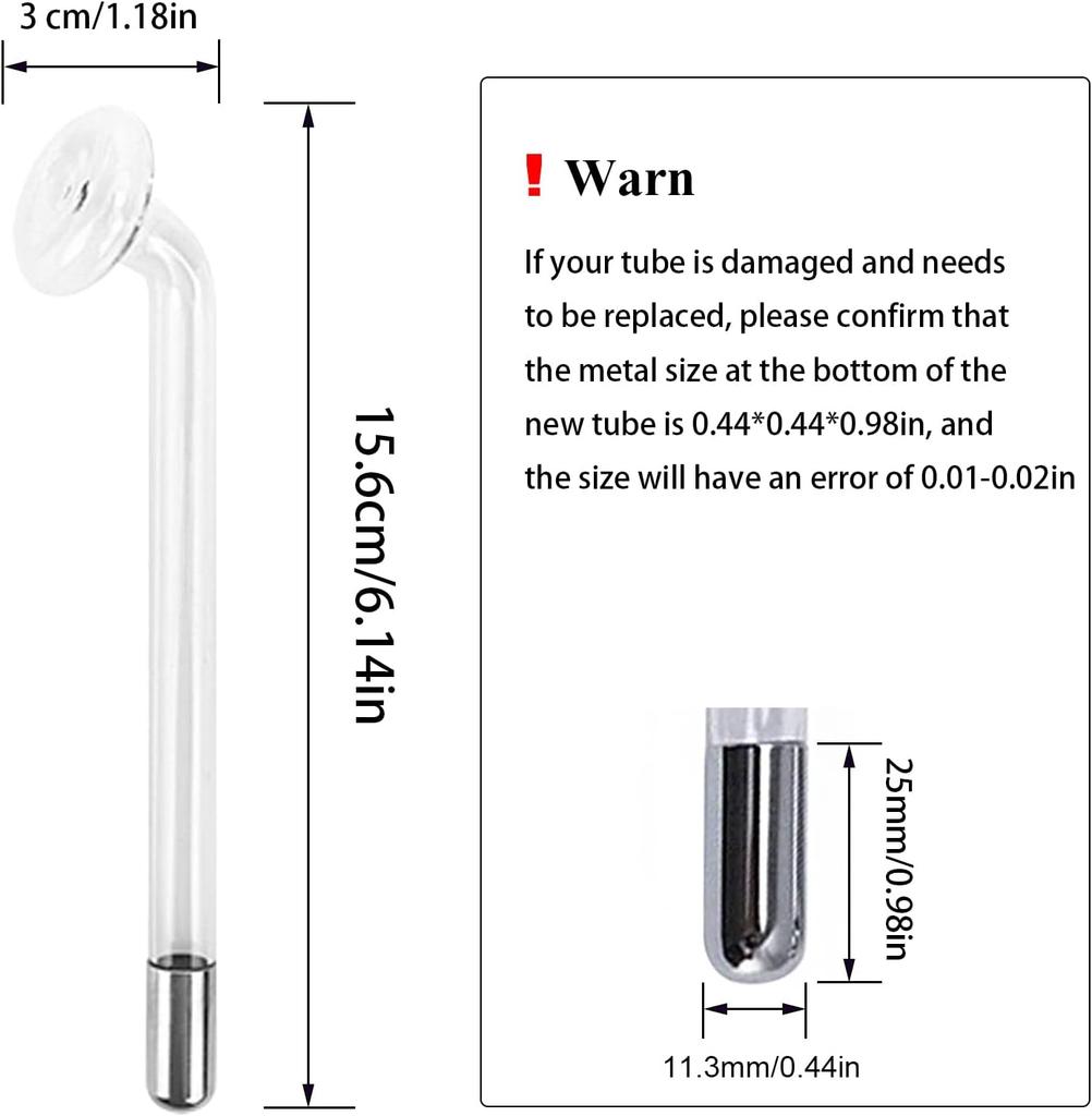 Orange Mushroom Electrode for High Frequency Machine - Facial Glass Tube for Cheeks, Jawline & Forehead, Portable Skin Care Tool
