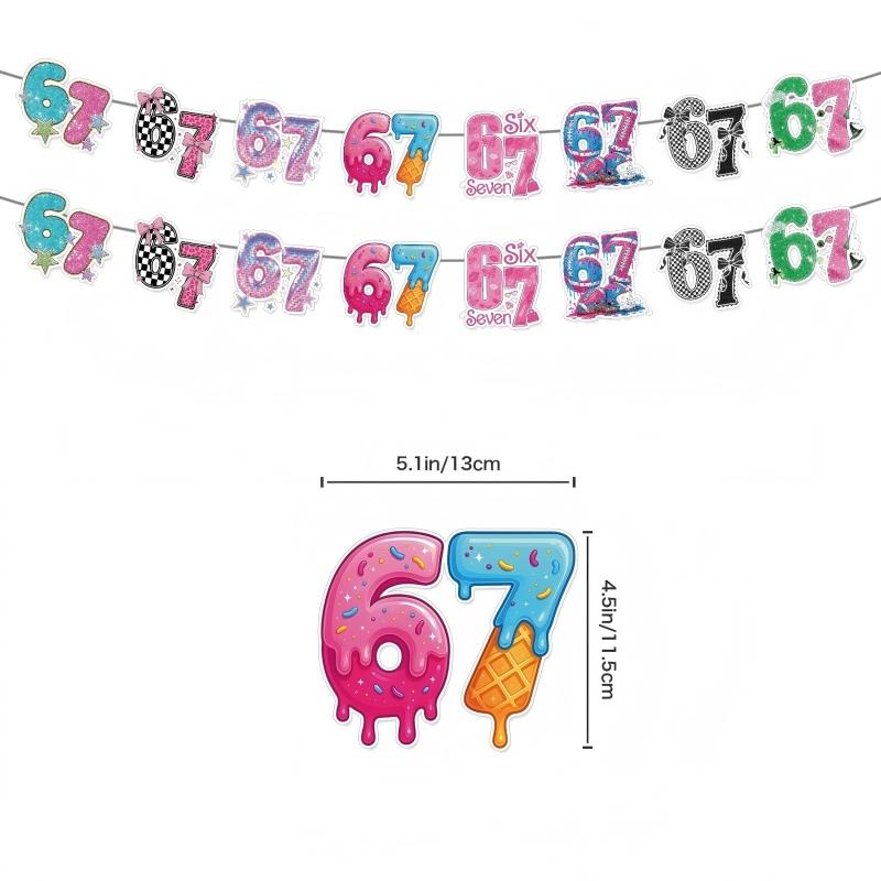 

Fun Six Seven 67 Birthday Balloon 67 Themed Party Decoration Baby Shower Balloon Banner Birthday Party Decoration as picture