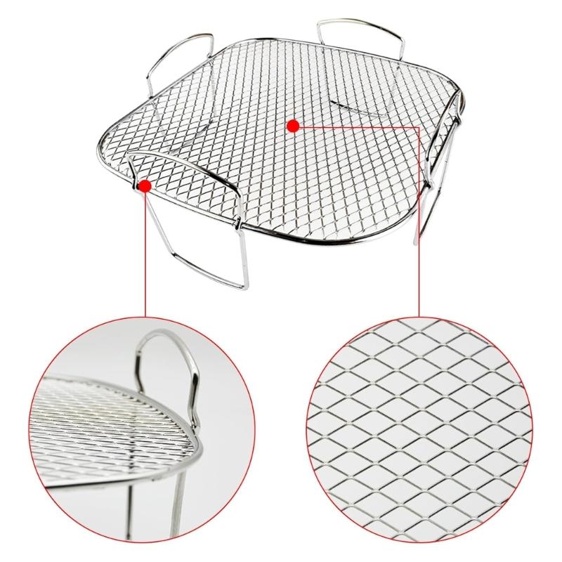 304 Stainless Steel Square Air Fryers Basket Insert Dishwasher Safe Grill Rack For Cooking Baking And Food Dehydration