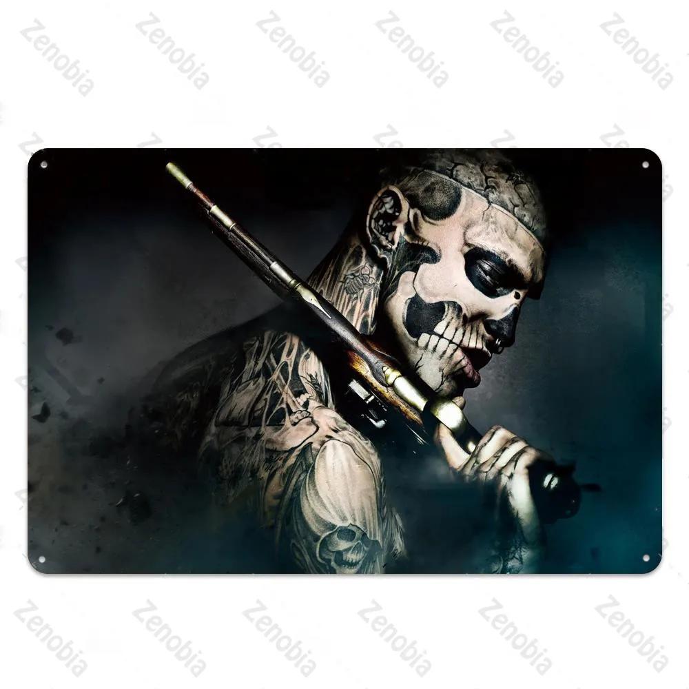 Affiche Métal Tatouage Plaque Métal Décor Boutique de Tatouage Plaque Décorative en Fer Décoration Murale Plaque en Étain Shabby Chic