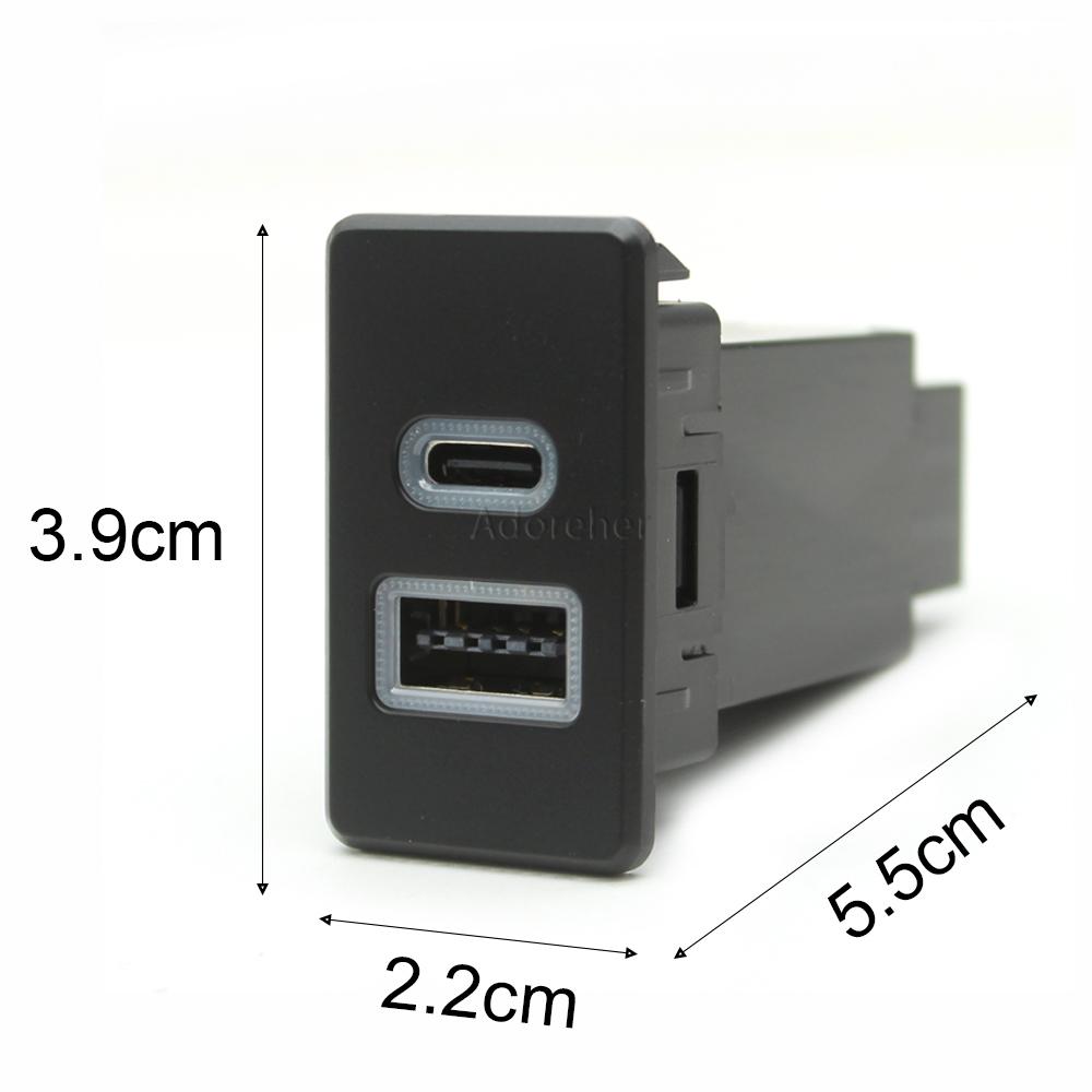 Dual USB and Type C Ports Car Charger for Nissan Patrol Y60 Y61 Phone Charger Auto Adapter 12V 2.1A LED Light