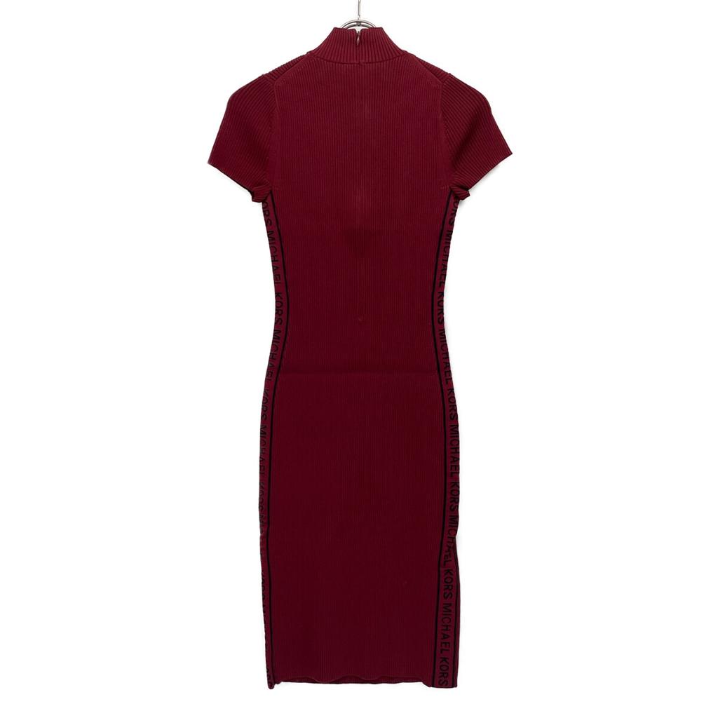 Michael Kors Rayon X Nylon Side Logo Tape Short Sleeve Rib Knit Dress Dress S RedUsed