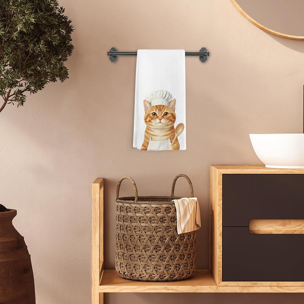 Orange Tabby Cat Kitchen Towels, Orange Tabby Cats Gifts for Women Cat Lovers, Funny Cats Chef Hand Dish Tea Towels for Kitchen Decor, 16x24 Inch
