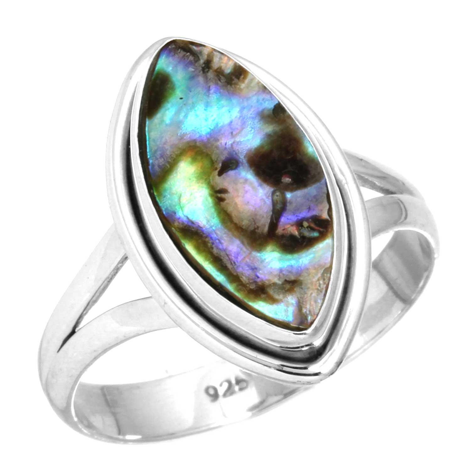 

Кольцо из стерлингового серебра 925 пробы, женское украшение с драгоценным камнем, подарок на День благодарения, аквамариновый халцедон, ракушка-ушка, синий солнечный камень, лабрадорит, пренит 9.5