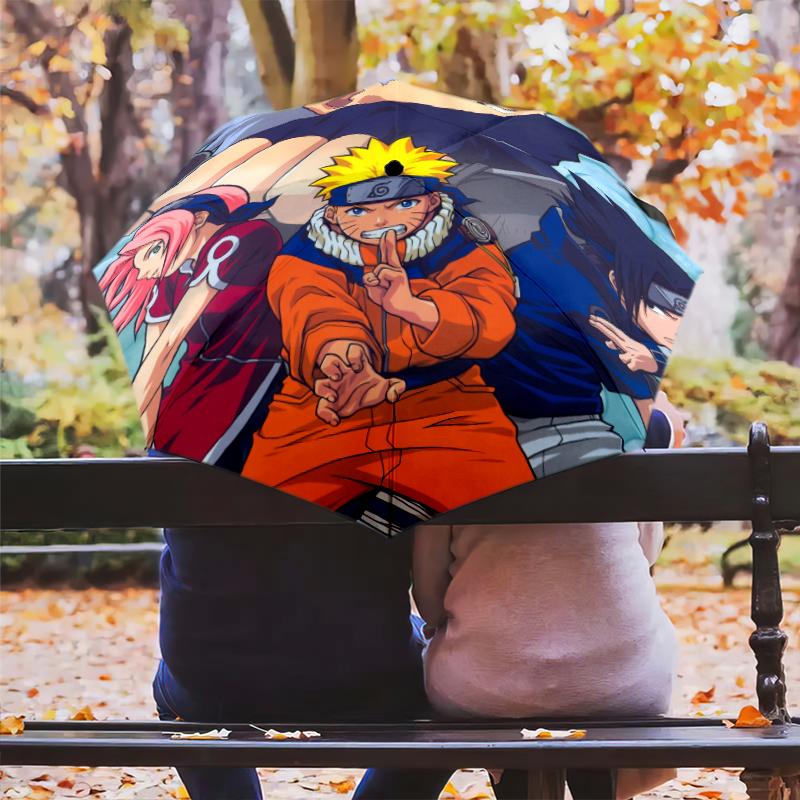 Naruto pattern, automatic folding umbrella, portable and foldable design, 8 ribs, a Christmas or birthday gift.