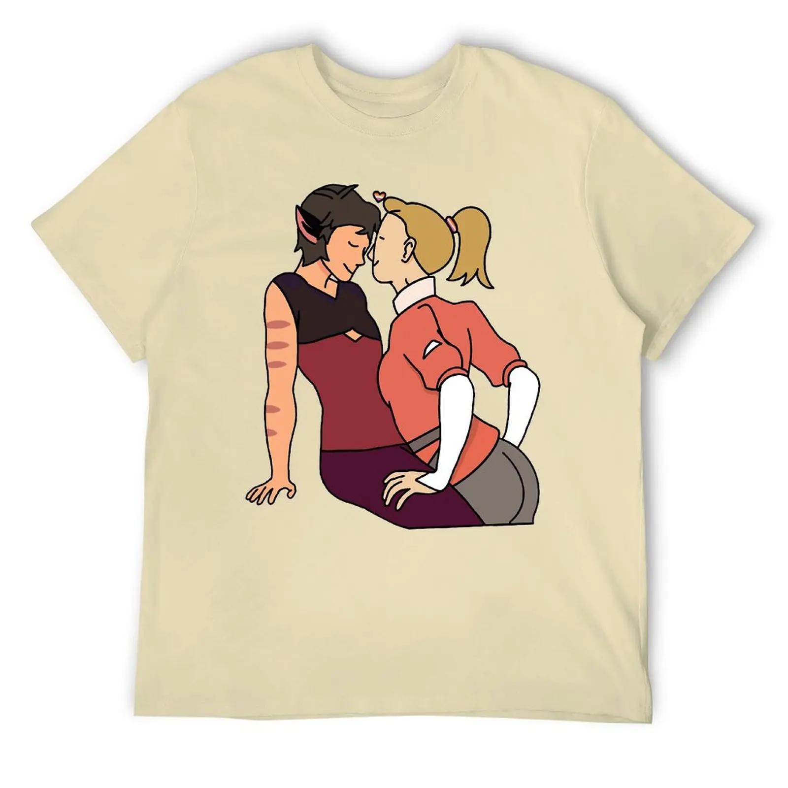 

Catra And Adora In Love For Sale B Top Tee Милая футболка Harajuku Motion Humor Home Размер США XXXXXL белый
