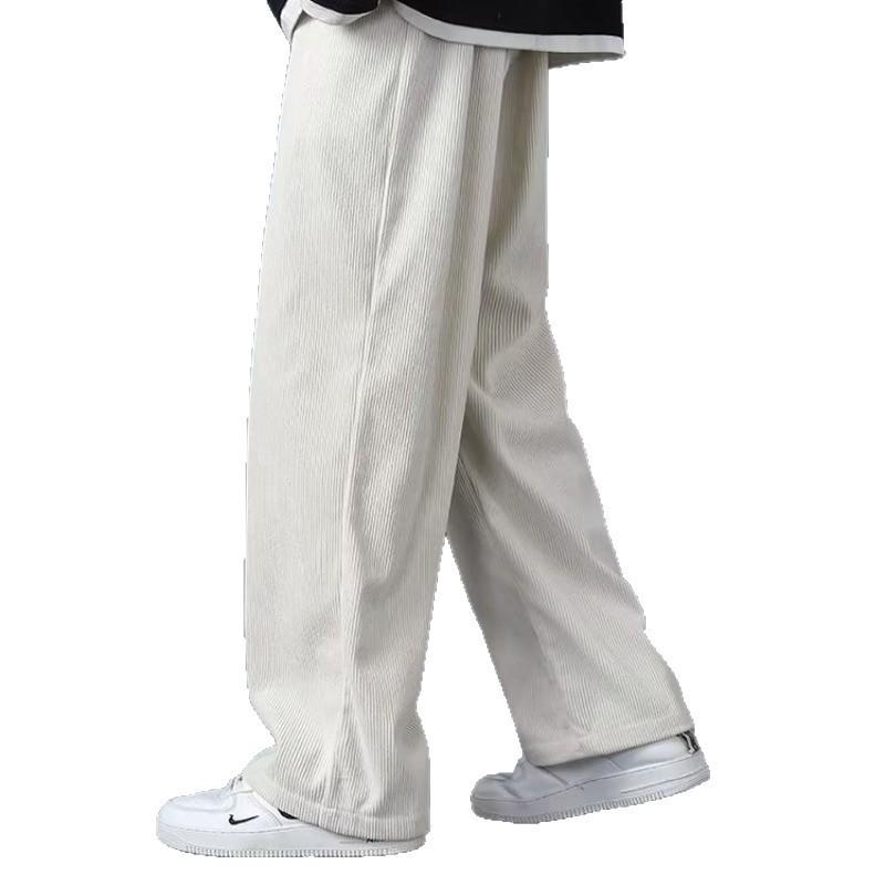 Korean Style Men's Loose Corduroy Straight-Leg Trousers - Spring/Autumn Trendy Casual Pants