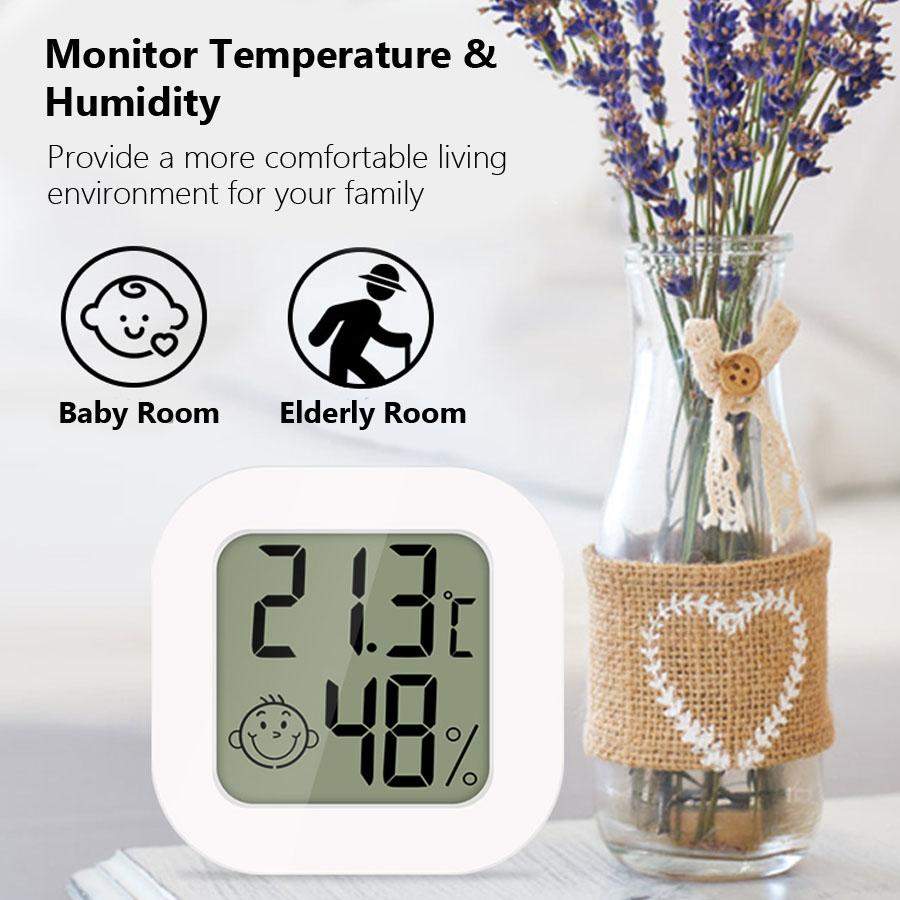 Digital LCD Thermometer Hygrometer, Mini Temperature Humidity Monitor for Home, Rooms and Vehicles