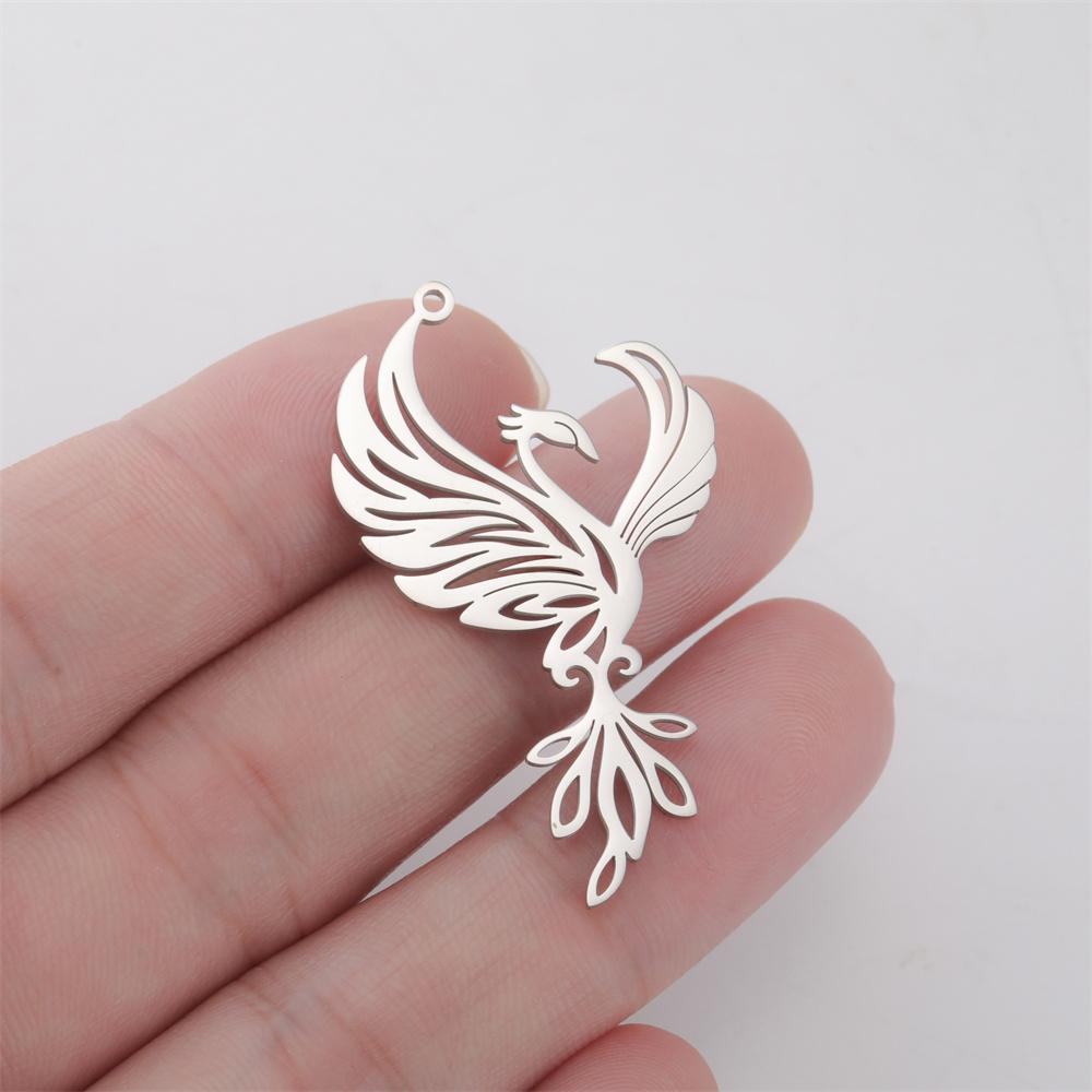 My Shape 5 pcs Phoenix Pendants Hummingbird Fire Birds Stainless Steel Charms for Necklace Earrings Keychains DIY Jewelry Making