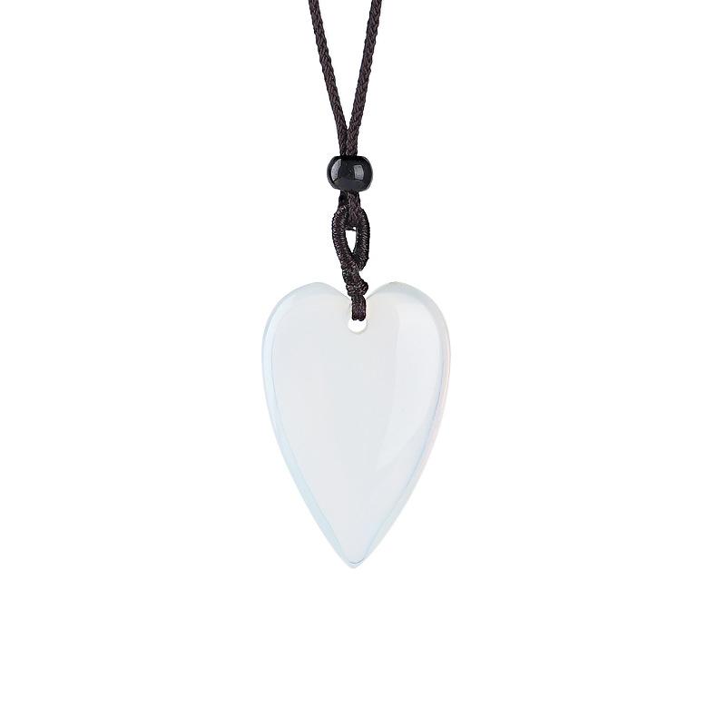 1pc Natural Natural Amethyst Opal Heart Shape Pendant Healing Crystal Necklace Women Charm Men Jewelry