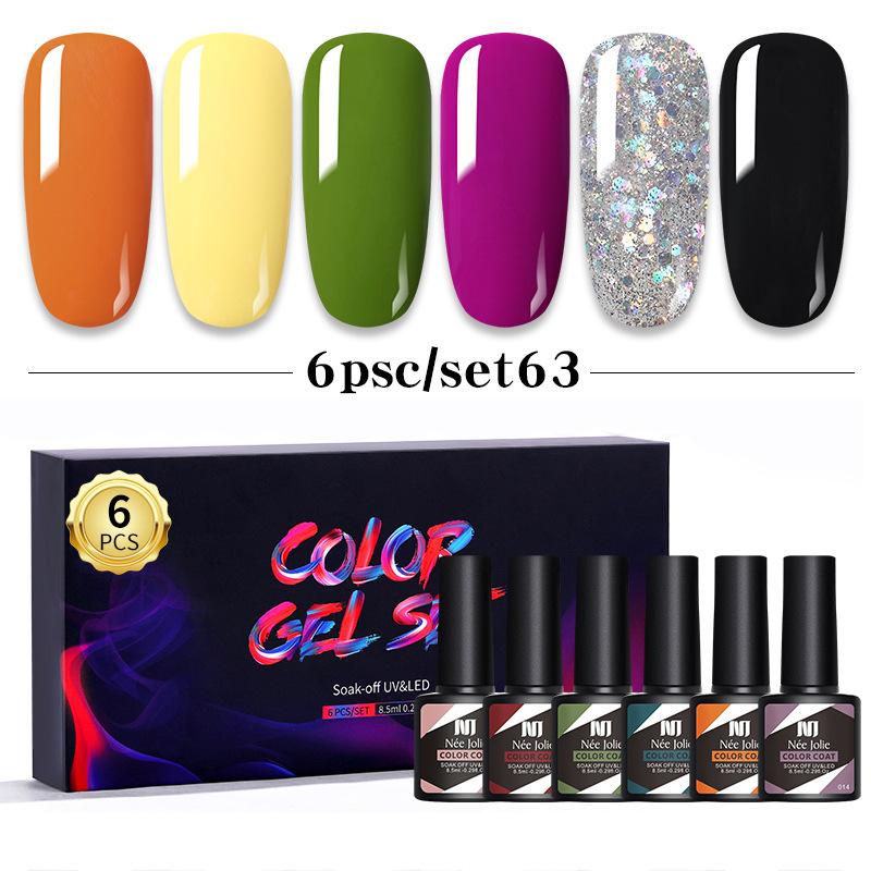 Nail Polish Glue Set 8Ml 6 Bottles Boxed Nail Art Barbie Glue Japanese Nail Color Glue Phototherapy Glue