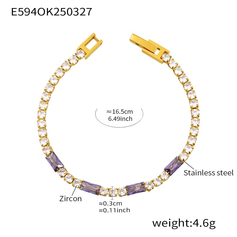 316 Stainless Steel Gold-Plated Luxury Bangle for Women Fashion Square Round Colorful Zirconia Bracelet Female Charms Zircon