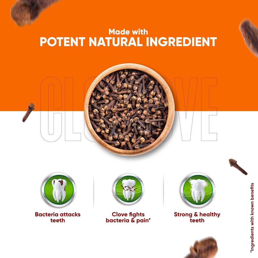 Dabur Herb'l Nelken Zahnpasta 600g (200g x 3er Pack) | Natürlicher Kariesschutz, Bakterienschutz & Schmerzlinderung | Fluorid- & Parabenfrei