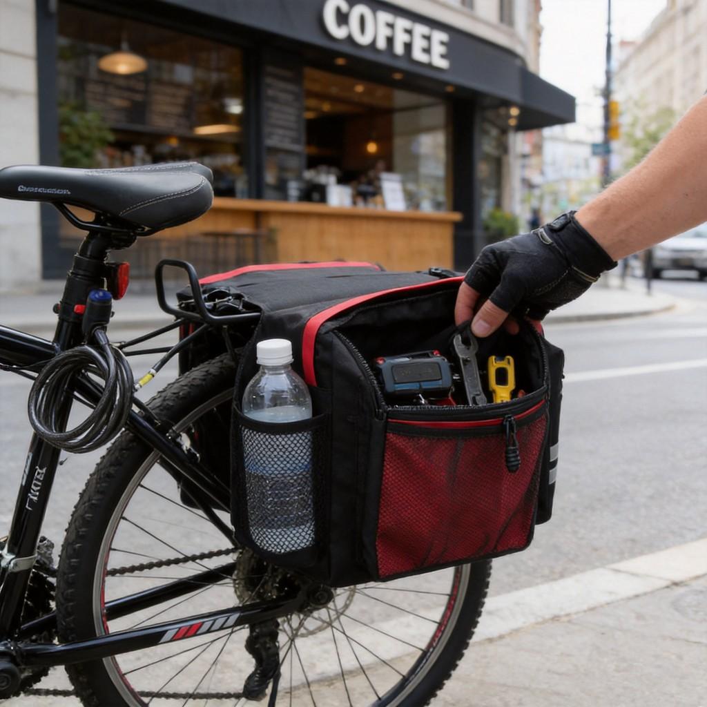 Bicycle Rear Rack Bag With Multiple Pockets For Mountain Bike Commuting And Outdoor Cycling
