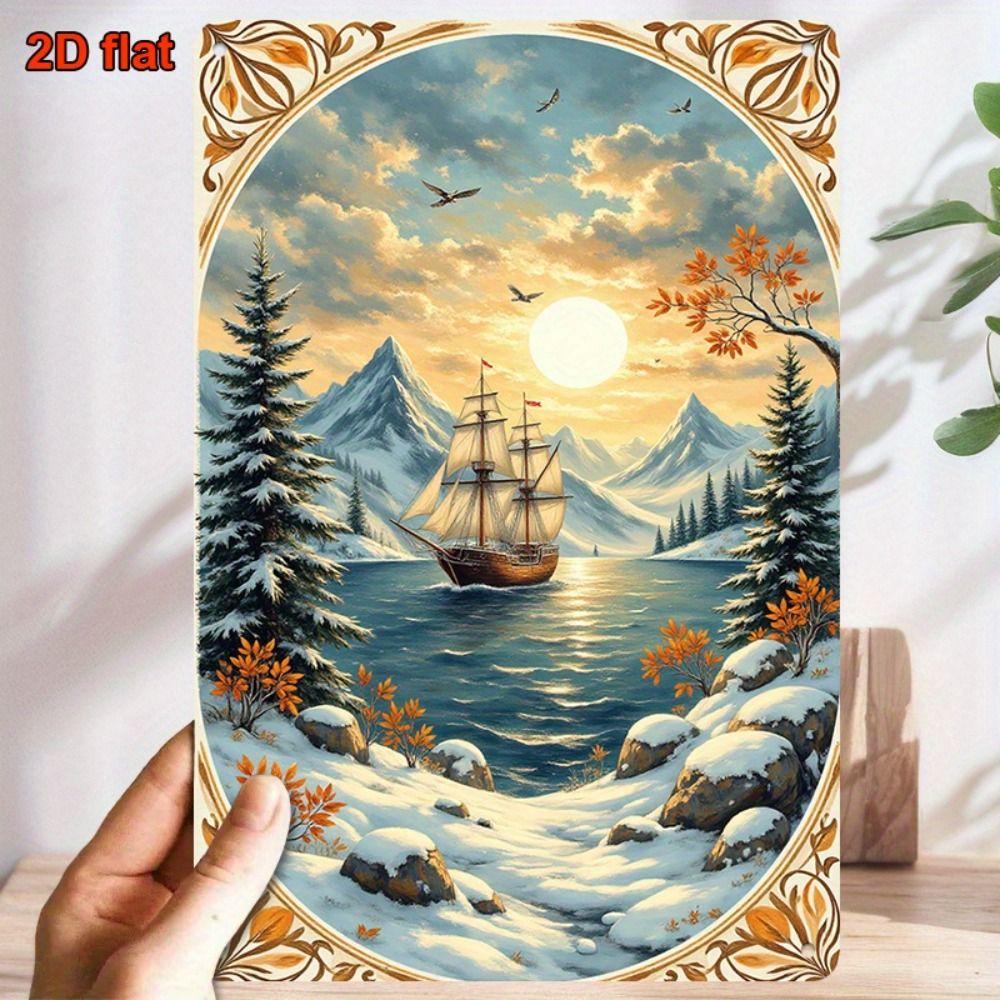 Vintage Nautical Metal Wall Art, Old Sailing Ship Pirate Decor, Home Wall Decor