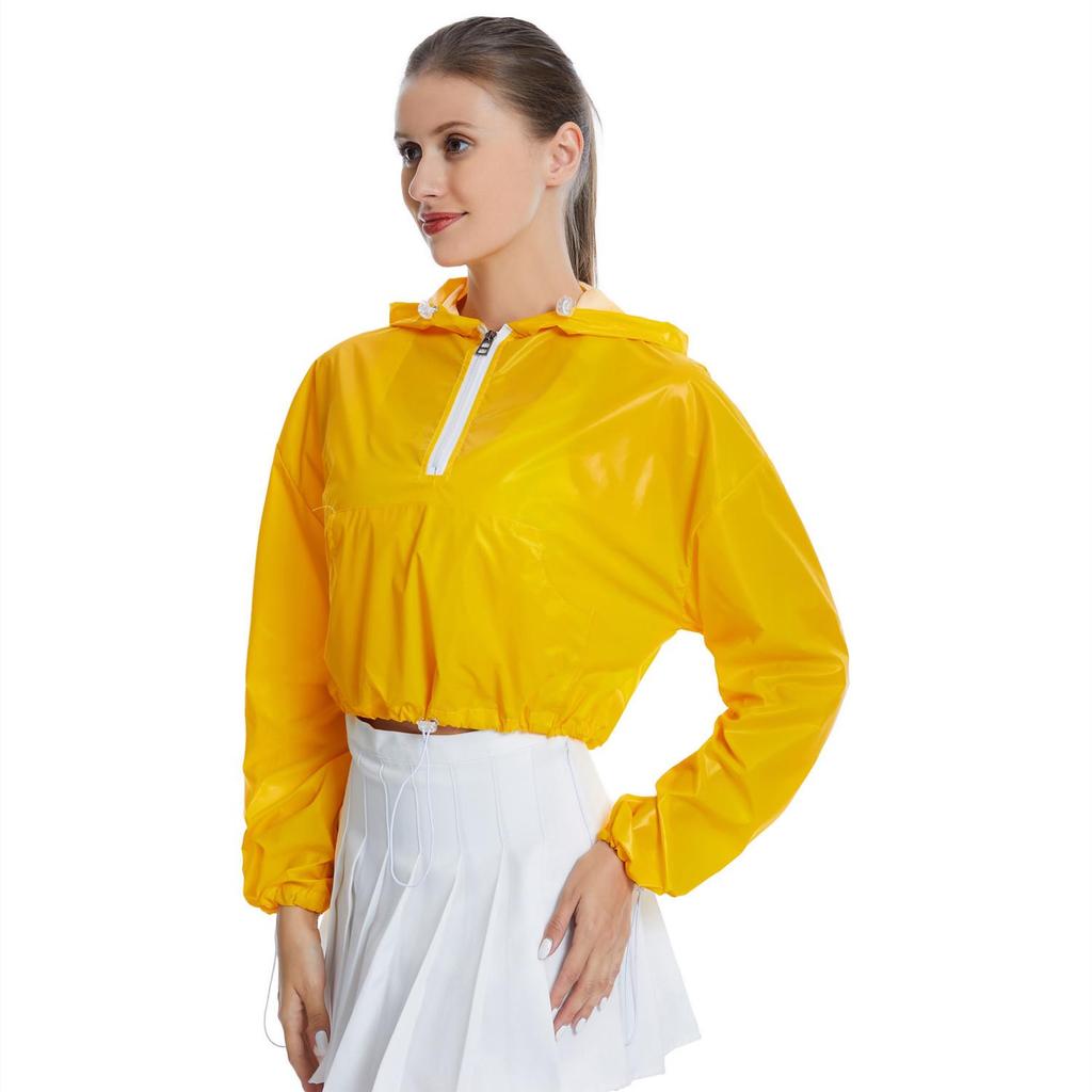 Spring & Autumn Iridescent Yellow Pink Women's Half-Zip Loose Hoodie Jacket