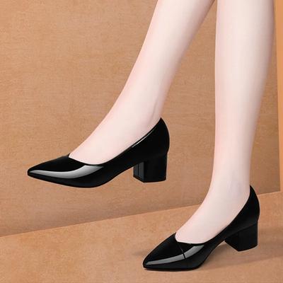 Scarpe Décolleté da Donna a Punta Scarpe da Donna con Tacco Medio Mocassini Tacco a Blocco Chunky Chic Punta Stile Coreano Calzature 39 Giovane