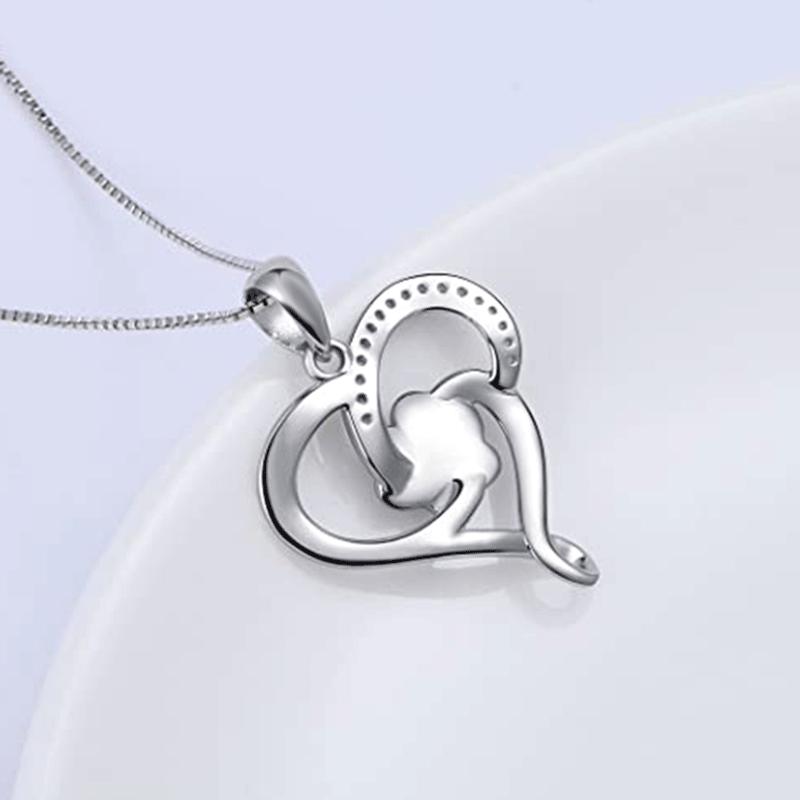 Necklace, Cute Cat Claw Glue Love Pendant, Hollow Heart-Shaped Footprint Hanging Necklace For Women