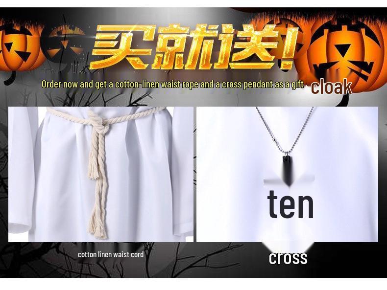 Halloween Monk Robe Wizard Priest Costume - Medieval Death Reaper Cosplay Outfit