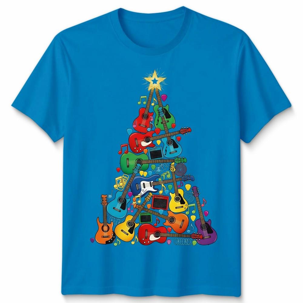 Guitar Christmas Tree Holidays Unisexs TShirt Unisexs Tee Graphic Unisex Music