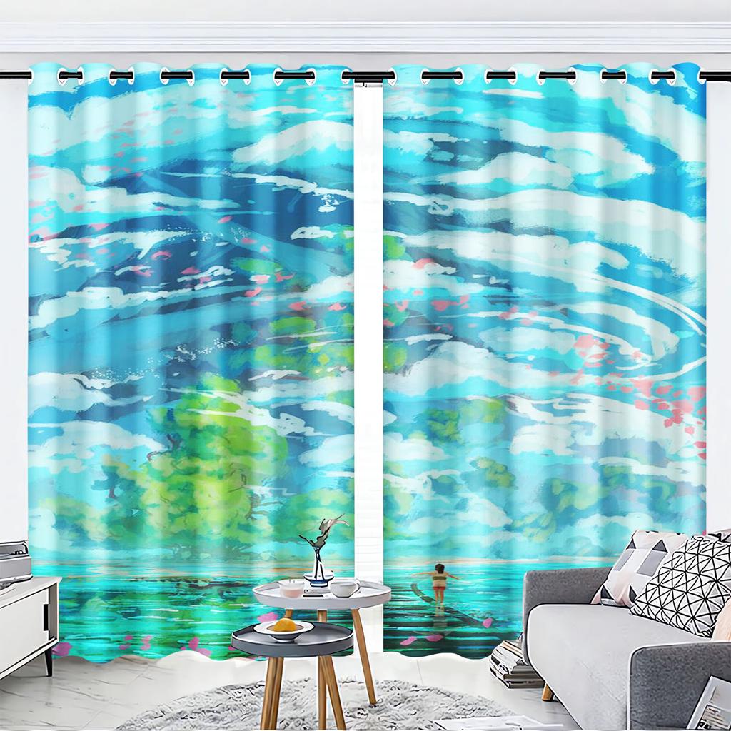 Landscape Cartoon Cute Fruit Print Home Style Decoration Polyester Window Children Bedroom Living Room Curtain Darkening Ideal For Sitting