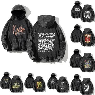 Retro Fashion Graphic Print Hip Hop Hoodie for Men Y2k Punk Casual Loose Pullover Women Streetwear Sweatshirt Hoodies