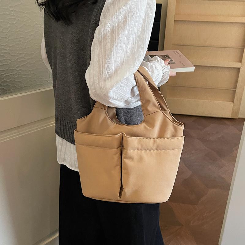 Multi-Color Fabric Handheld Tote Bag Lightweight Spacious Casual Daily Use Bag