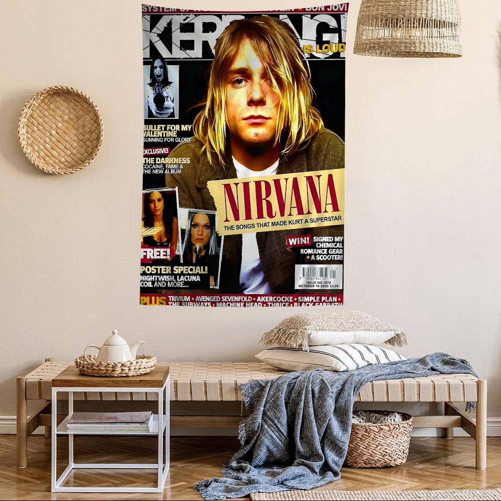 Nirvana Band Magazine Chart Arazzo Boemo Arazzi da Parete Mandala Decorazioni Artistiche da Parete
