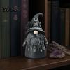 Gesichtsloser Zwerg Statue Zaubererhut Figur, Mystische Heimdeko mit Halbmond Pentagramm Schwarzer Rose Figur Rune Anhänger, Vintage Schreibtischornament für