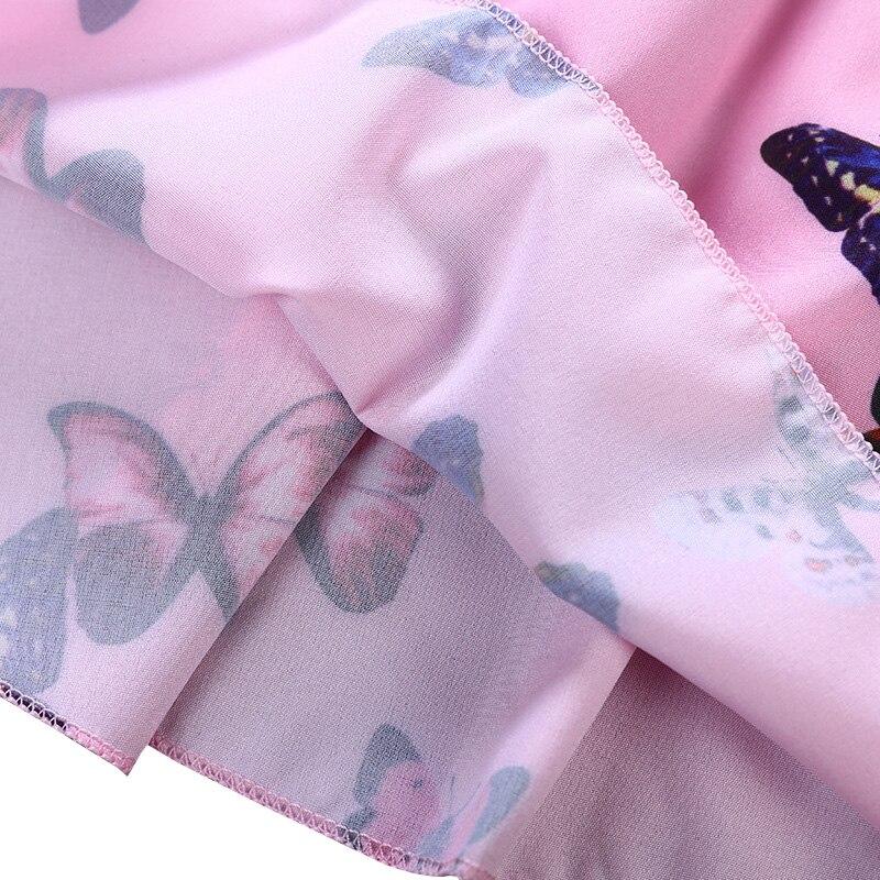 Saia superior com estampa de borboleta para meninas, gola redonda, roupas de verão