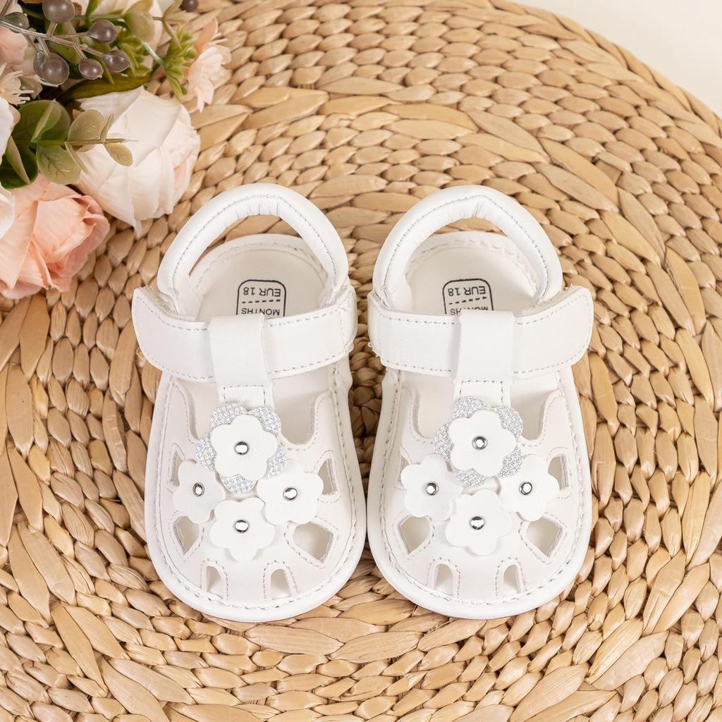 Letní dětské sandály: Sladké květinové vzory, měkké PU podrážky, ideální pro batolata.