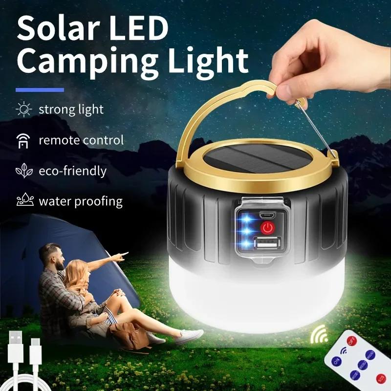 Solar LED Camping Light Portable Outdoor Emergency Lights USB Rechargeable Bulb For Outdoor Tent Lamp High Power Lantern For BBQ